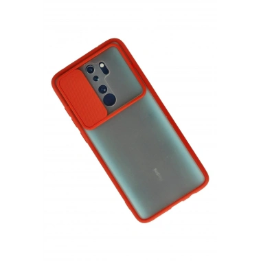 Mey İthalat® Redmi Note 8 Pro Kılıf Palm Buzlu Kamera Sürgülü Silikon - Kırmızı