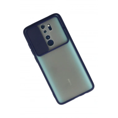 Mey İthalat® Redmi Note 8 Pro Kılıf Palm Buzlu Kamera Sürgülü Silikon - Lacivert