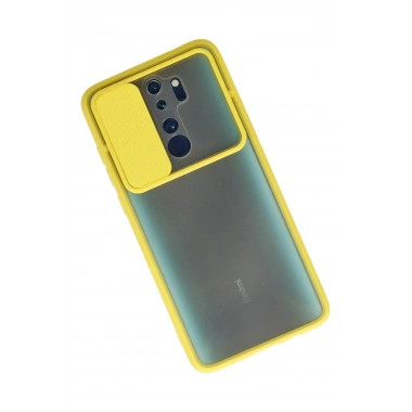 Mey İthalat® Redmi Note 8 Pro Kılıf Palm Buzlu Kamera Sürgülü Silikon - Sarı