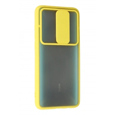 Mey İthalat® Redmi Note 8 Pro Kılıf Palm Buzlu Kamera Sürgülü Silikon - Sarı
