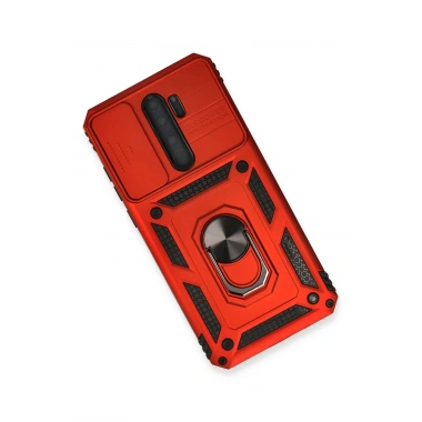 Mey İthalat®   Redmi Note 8 Pro Kılıf Pars Lens Yüzüklü Silikon - Kırmızı