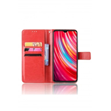 Mey İthalat®   Redmi Note 8 Pro Kılıf Trend S Plus Kapaklı Kılıf - Kırmızı