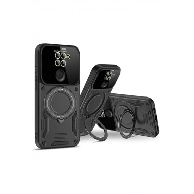 Mey İthalat®   Redmi Note 9 Joy Lens Standlı Kapak - Siyah