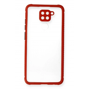Mey İthalat® Redmi Note 9 Kılıf Miami Şeffaf Silikon - Kırmızı
