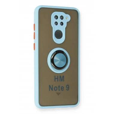 Mey İthalat®   Redmi Note 9 Kılıf Montreal Yüzüklü Silikon Kapak - Buz Mavi
