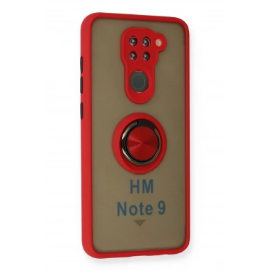 Mey İthalat®   Redmi Note 9 Kılıf Montreal Yüzüklü Silikon Kapak - Kırmızı