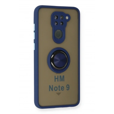 Mey İthalat®   Redmi Note 9 Kılıf Montreal Yüzüklü Silikon Kapak - Lacivert