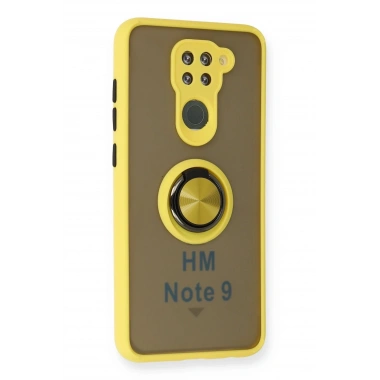 Mey İthalat®   Redmi Note 9 Kılıf Montreal Yüzüklü Silikon Kapak - Sarı