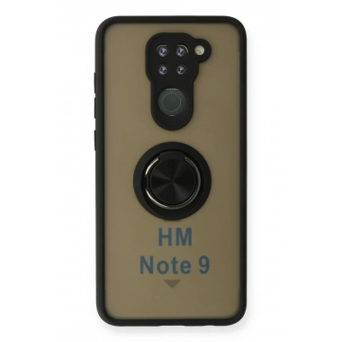 Mey İthalat®   Redmi Note 9 Kılıf Montreal Yüzüklü Silikon Kapak - Siyah