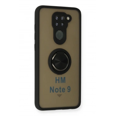 Mey İthalat®   Redmi Note 9 Kılıf Montreal Yüzüklü Silikon Kapak - Siyah