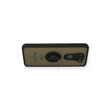 Mey İthalat®   Redmi Note 9 Kılıf Montreal Yüzüklü Silikon Kapak - Siyah