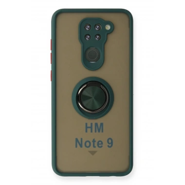 Mey İthalat®   Redmi Note 9 Kılıf Montreal Yüzüklü Silikon Kapak - Yeşil