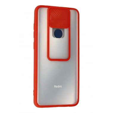 Mey İthalat®   Redmi Note 9 Kılıf Palm Buzlu Kamera Sürgülü Silikon - Kırmızı
