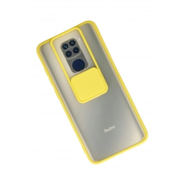Mey İthalat® Redmi Note 9 Kılıf Palm Buzlu Kamera Sürgülü Silikon - Sarı