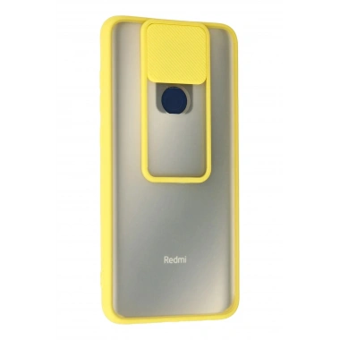 Mey İthalat® Redmi Note 9 Kılıf Palm Buzlu Kamera Sürgülü Silikon - Sarı