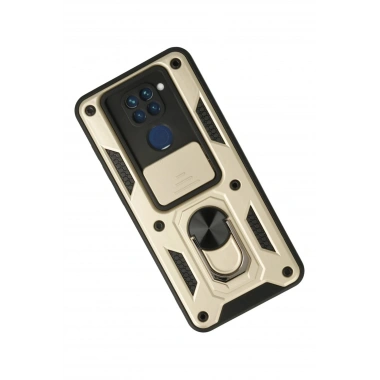 Mey İthalat®   Redmi Note 9 Kılıf Pars Lens Yüzüklü Silikon - Gold