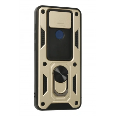 Mey İthalat®   Redmi Note 9 Kılıf Pars Lens Yüzüklü Silikon - Gold