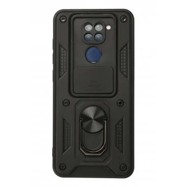Mey İthalat®   Redmi Note 9 Kılıf Pars Lens Yüzüklü Silikon - Siyah