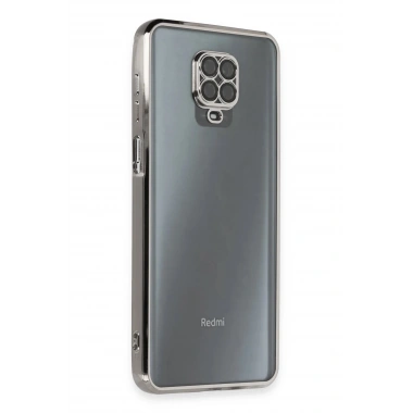 Mey İthalat®   Redmi Note 9 Pro Kılıf  Lensli Silikon - Gümüş