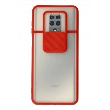 Mey İthalat® Redmi Note 9 Pro Kılıf Palm Buzlu Kamera Sürgülü Silikon - Kırmızı