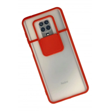 Mey İthalat® Redmi Note 9 Pro Kılıf Palm Buzlu Kamera Sürgülü Silikon - Kırmızı