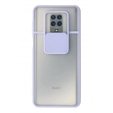 Mey İthalat®   Redmi Note 9 Pro Kılıf Palm Buzlu Kamera Sürgülü Silikon - Lila