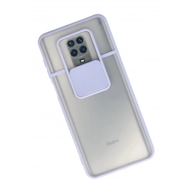 Mey İthalat®   Redmi Note 9 Pro Kılıf Palm Buzlu Kamera Sürgülü Silikon - Lila