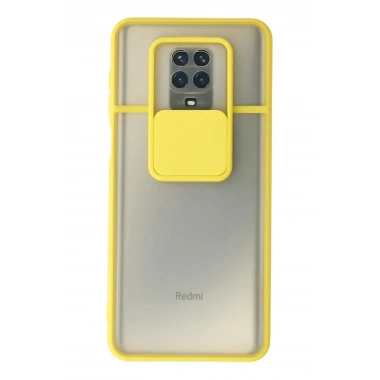 Mey İthalat®   Redmi Note 9 Pro Kılıf Palm Buzlu Kamera Sürgülü Silikon - Sarı