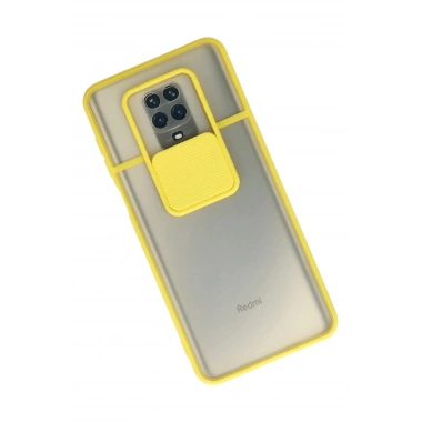 Mey İthalat®   Redmi Note 9 Pro Kılıf Palm Buzlu Kamera Sürgülü Silikon - Sarı