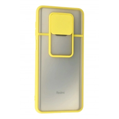 Mey İthalat®   Redmi Note 9 Pro Kılıf Palm Buzlu Kamera Sürgülü Silikon - Sarı