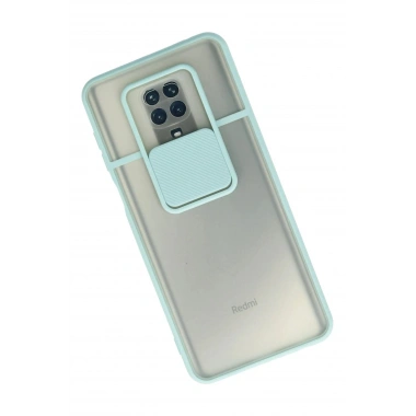 Mey İthalat® Redmi Note 9 Pro Kılıf Palm Buzlu Kamera Sürgülü Silikon - Turkuaz