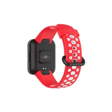 Mey İthalat® Redmi Watch 2 Spor Delikli Kordon - Kırmızı-Beyaz
