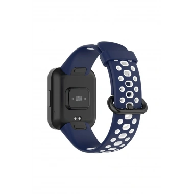 Mey İthalat®   Redmi Watch 2 Spor Delikli Kordon - Lacivert-Beyaz