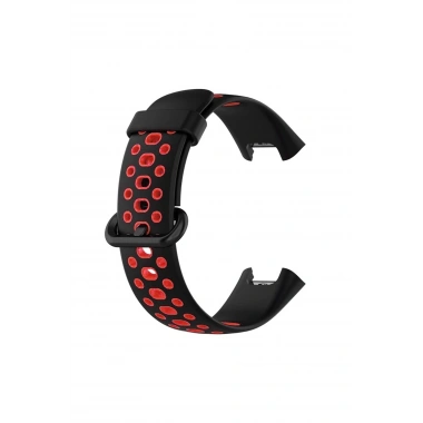 Mey İthalat® Redmi Watch 2 Spor Delikli Kordon - Siyah-Kırmızı