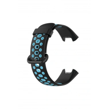 Mey İthalat® Redmi Watch 2 Spor Delikli Kordon - Siyah-Mavi