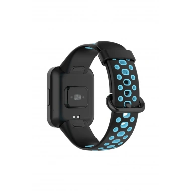Mey İthalat® Redmi Watch 2 Spor Delikli Kordon - Siyah-Mavi