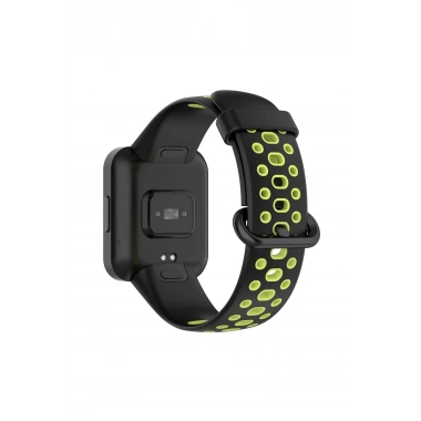 Mey İthalat® Redmi Watch 2 Spor Delikli Kordon - Siyah-Yeşil