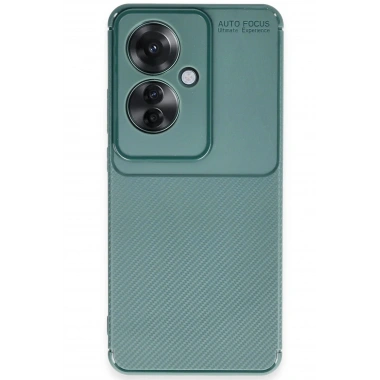 Mey İthalat®   Reno 11F Kılıf Auto Focus Karbon Kapak - Koyu Yeşil