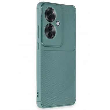 Mey İthalat®   Reno 11F Kılıf Auto Focus Karbon Kapak - Koyu Yeşil
