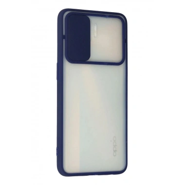 Mey İthalat® Reno 4 Lite Kılıf Palm Buzlu Kamera Sürgülü Silikon - Lacivert
