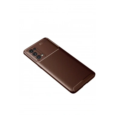 Mey İthalat®   Reno 5 Pro Kılıf Auto Focus Karbon Kapak - Kahverengi