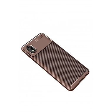 Mey İthalat®  Samsung Galaxy A01 Core Kılıf Auto Focus Karbon Kapak - Kahverengi