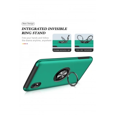 Mey İthalat®  Samsung Galaxy A01 Core Kılıf Elit Yüzüklü Kapak - Yeşil