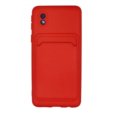 Mey İthalat®  Samsung Galaxy A01 Core Kılıf Kelvin Kartvizitli Silikon - Kırmızı