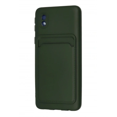 Mey İthalat®  Samsung Galaxy A01 Core Kılıf Kelvin Kartvizitli Silikon - Koyu Yeşil