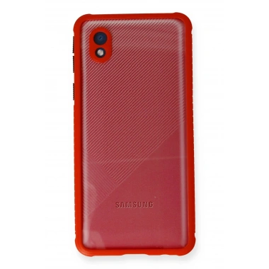 Mey İthalat® Samsung Galaxy A01 Core Kılıf Miami Şeffaf Silikon - Kırmızı
