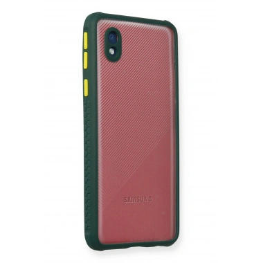 Mey İthalat® Samsung Galaxy A01 Core Kılıf Miami Şeffaf Silikon - Koyu Yeşil