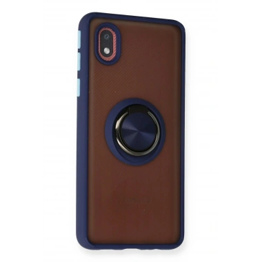 Mey İthalat®  Samsung Galaxy A01 Core Kılıf Montreal Yüzüklü Silikon Kapak - Lacivert
