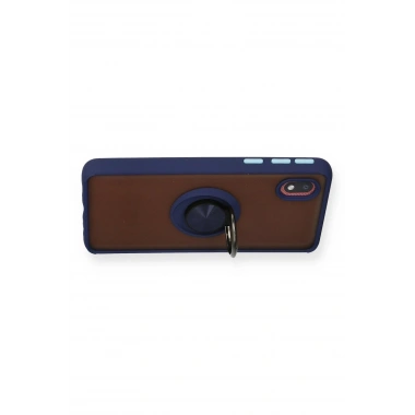Mey İthalat®  Samsung Galaxy A01 Core Kılıf Montreal Yüzüklü Silikon Kapak - Lacivert