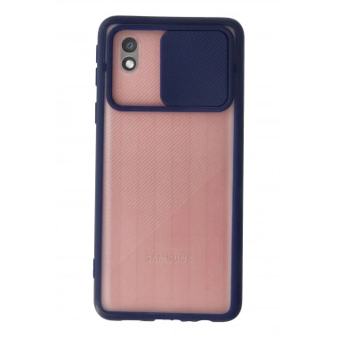 Mey İthalat® Samsung Galaxy A01 Core Kılıf Palm Buzlu Kamera Sürgülü Silikon - Lacivert